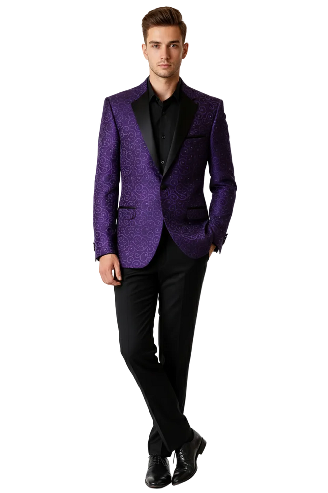 Purple Buttons Closure Floral Sportcoat