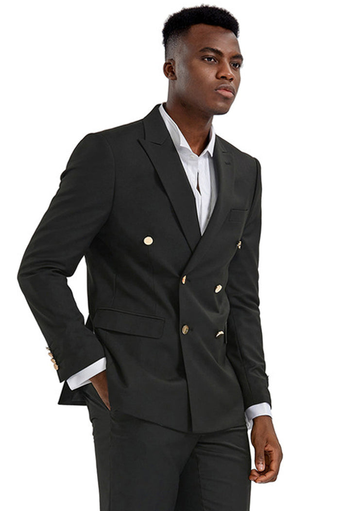 Men's Hunter Green Pinstripe Double Breasted Suit
