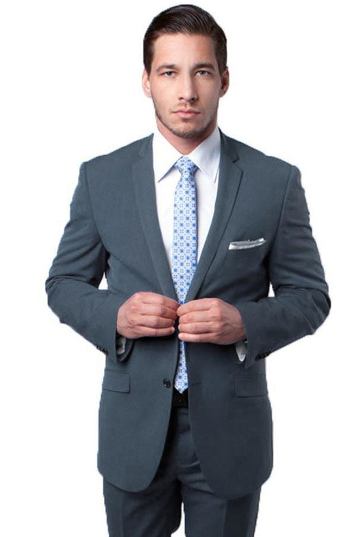 Men's Slim Fit Grey Travel Suit by Tazzio Suits