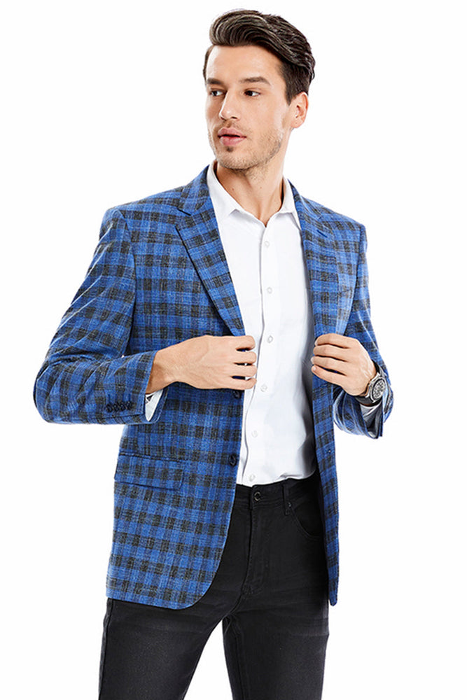 Men's Indigo Blue Slim Fit Sport Coat by Tazzio Suits
