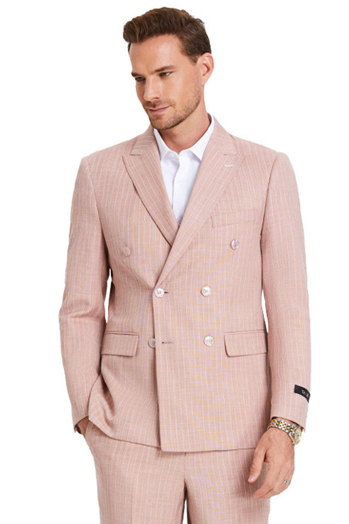Men's Slim Fit Rose Pink Pastel Suit by Tazzio Suits