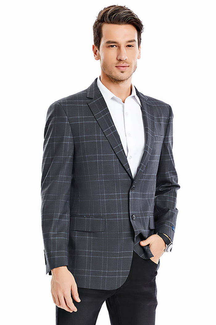 Men's Charcoal Windowpane Blazer from Tazzio Suits