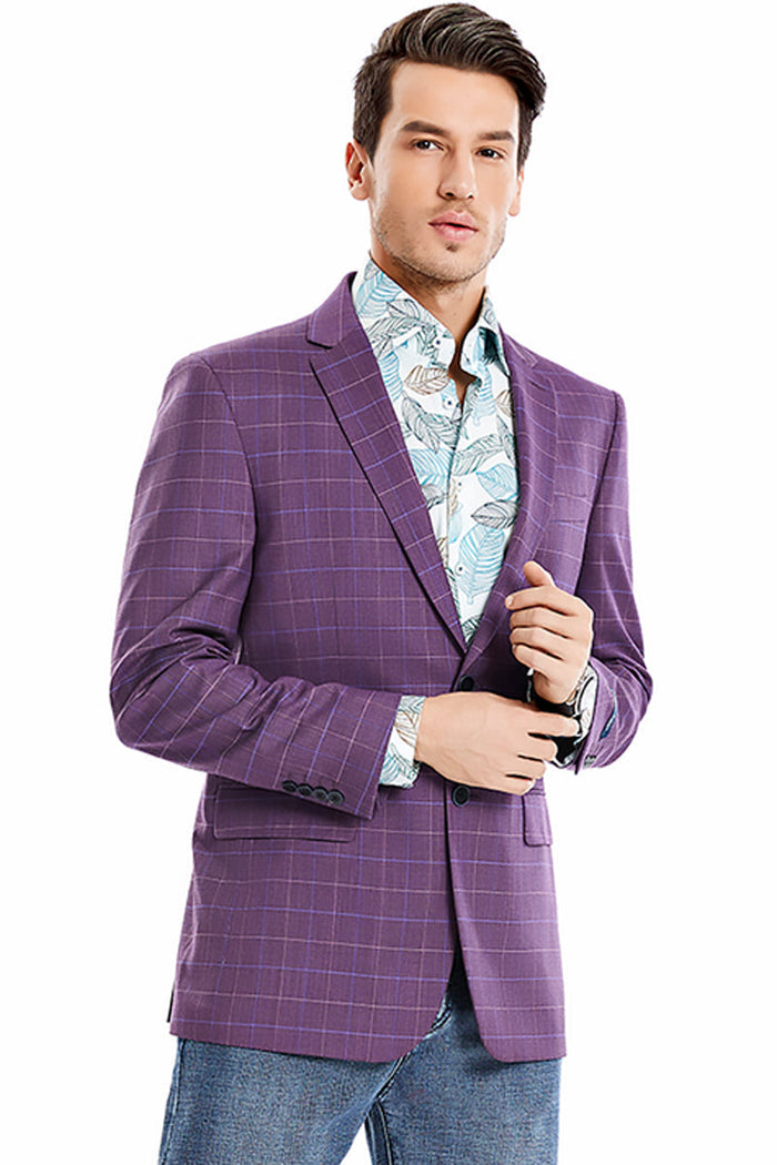 Men's Magenta Windowpane Sport Coat
