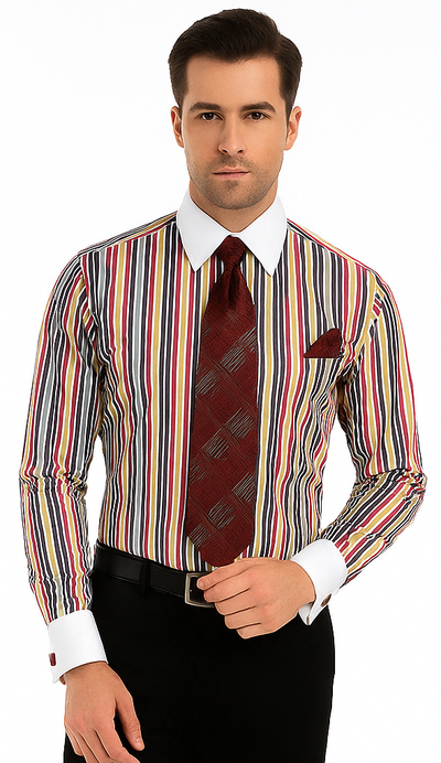 Red Dress Shirt White Collar