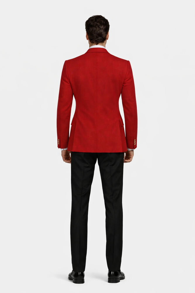 Red Double Breasted Sport Coat - Velvet Blazer