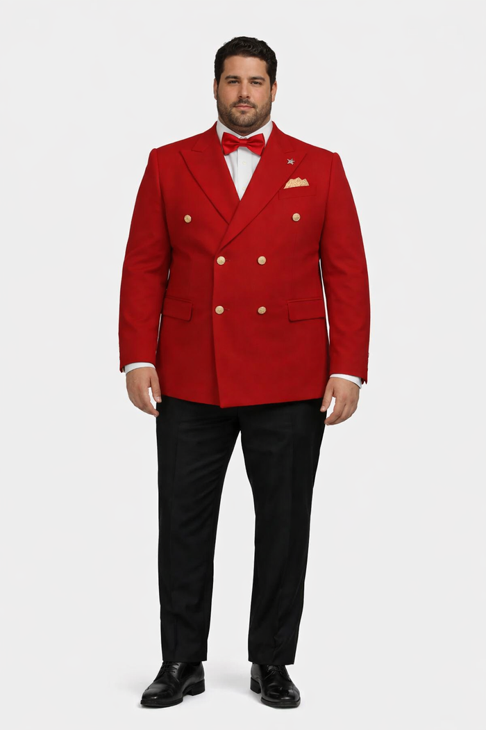 Red Double Breasted Sport Coat - Velvet Blazer