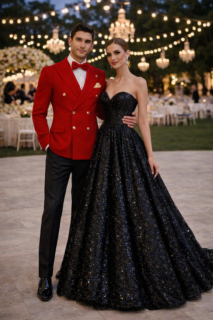 Red Double Breasted Sport Coat - Velvet Blazer