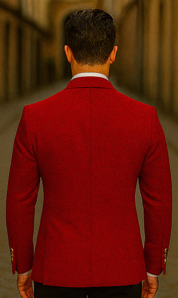 Red Double Breasted Sport Coat - Velvet Blazer