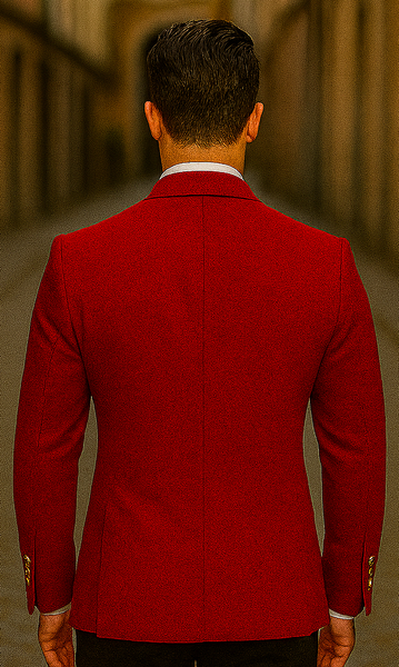 Red Double Breasted Sport Coat - Velvet Blazer