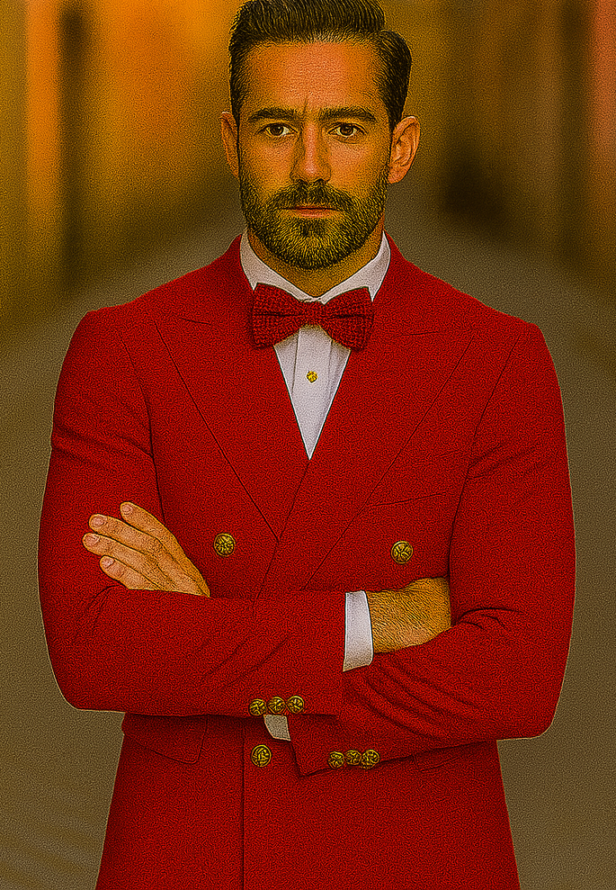 Red Double Breasted Sport Coat - Velvet Blazer