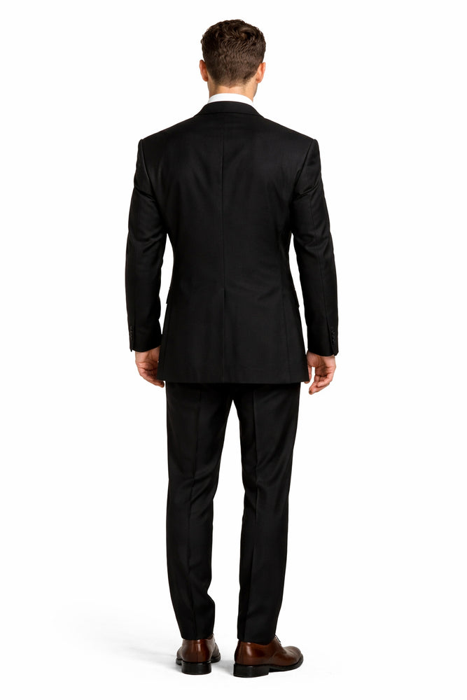 Rossiman Men’s Formal Black Slim Fit Suit | 3-Piece with Stylish Vest & Trousers – Italian Tailored Elegance