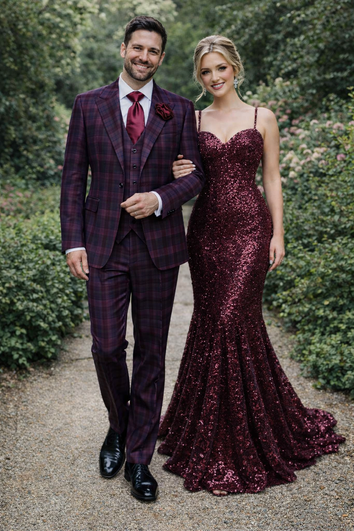 Purple Plaid Double-Breasted 3-Piece Signature Suit