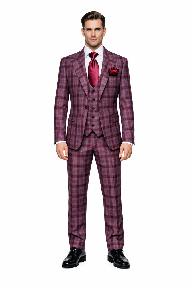 Purple Plaid Double-Breasted 3-Piece Signature Suit