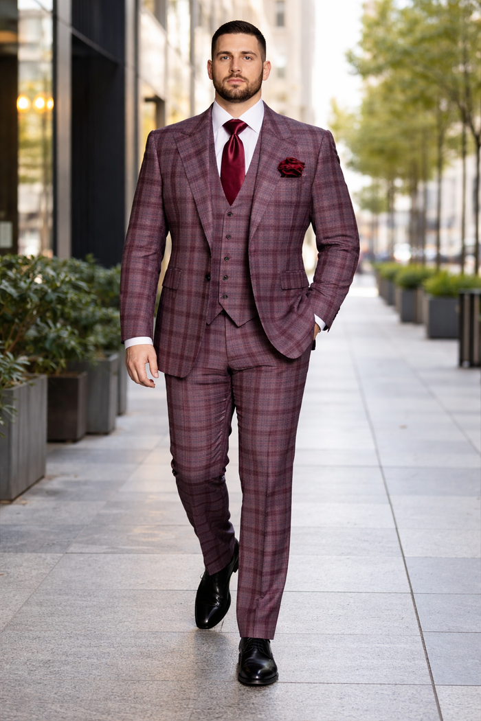Purple Plaid Double-Breasted 3-Piece Signature Suit