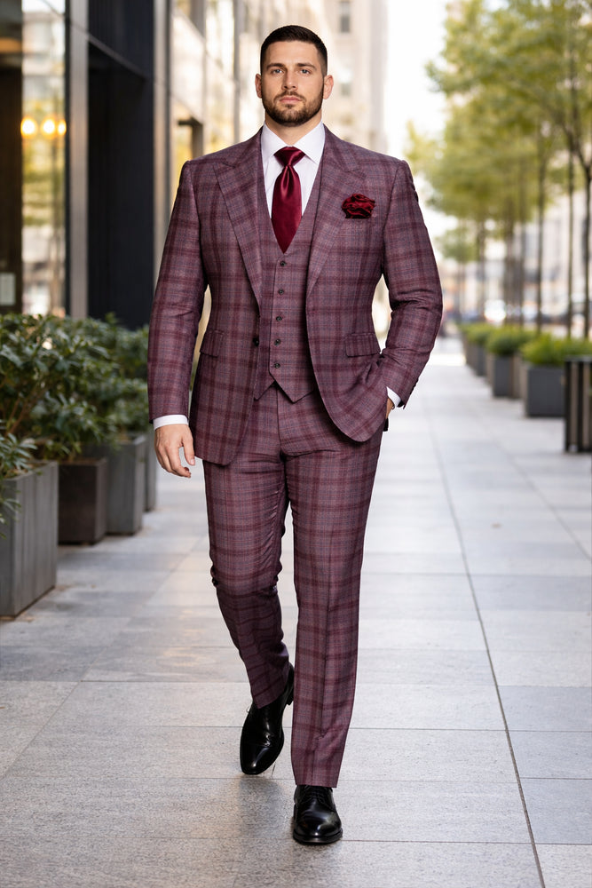 Purple Plaid Double-Breasted 3-Piece Signature Suit