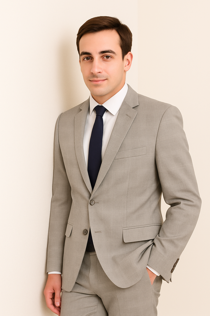 Mens Suits Los Angeles Why Rent To Setup The Group - Call: 3104300939 Buy Online Instead of Rental Slim Fit Groom Wedding Suits & Tuxedo Online + Light Gray Plaid + Free Shirt & Tie