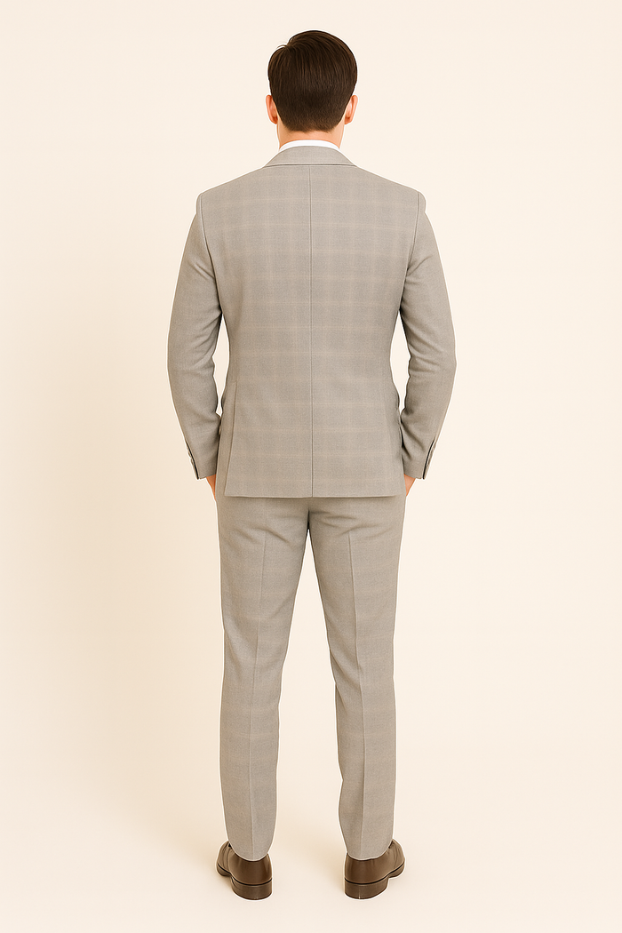 Mens Suits Los Angeles Why Rent To Setup The Group - Call: 3104300939 Buy Online Instead of Rental Slim Fit Groom Wedding Suits & Tuxedo Online + Light Gray Plaid + Free Shirt & Tie