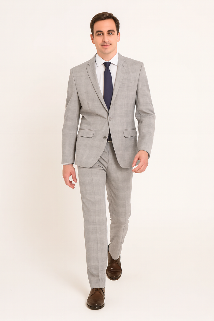 Mens Suits Los Angeles Why Rent To Setup The Group - Call: 3104300939 Buy Online Instead of Rental Slim Fit Groom Wedding Suits & Tuxedo Online + Light Gray Plaid + Free Shirt & Tie