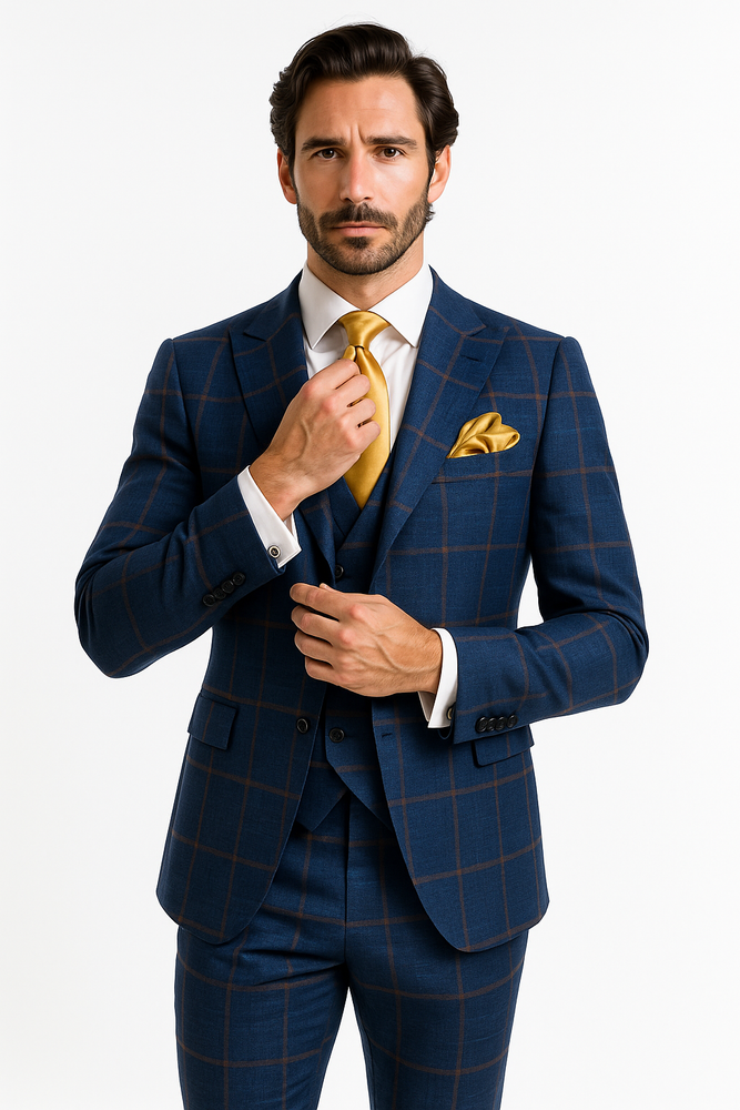 Rossi Man Max RM1840 – Slim Fit 3-Piece Formal Suit for Men