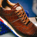 Zelli Rocco Hand-Burnished Embossed Crocodile Sneakers in Brown