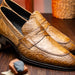 Zelli Roma Genuine Caiman Crocodile Penny Loafers in Taupe