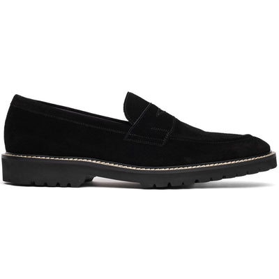 Zelli Roma Versatile Italian Suede Penny Loafers in Black