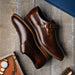 Zelli Roman Smooth Calfskin Monk Strap Dress Shoes in Chestnut