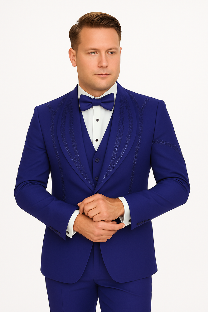 Royal Blue Italian Wool 3-Piece Modern Fit Tuxedos