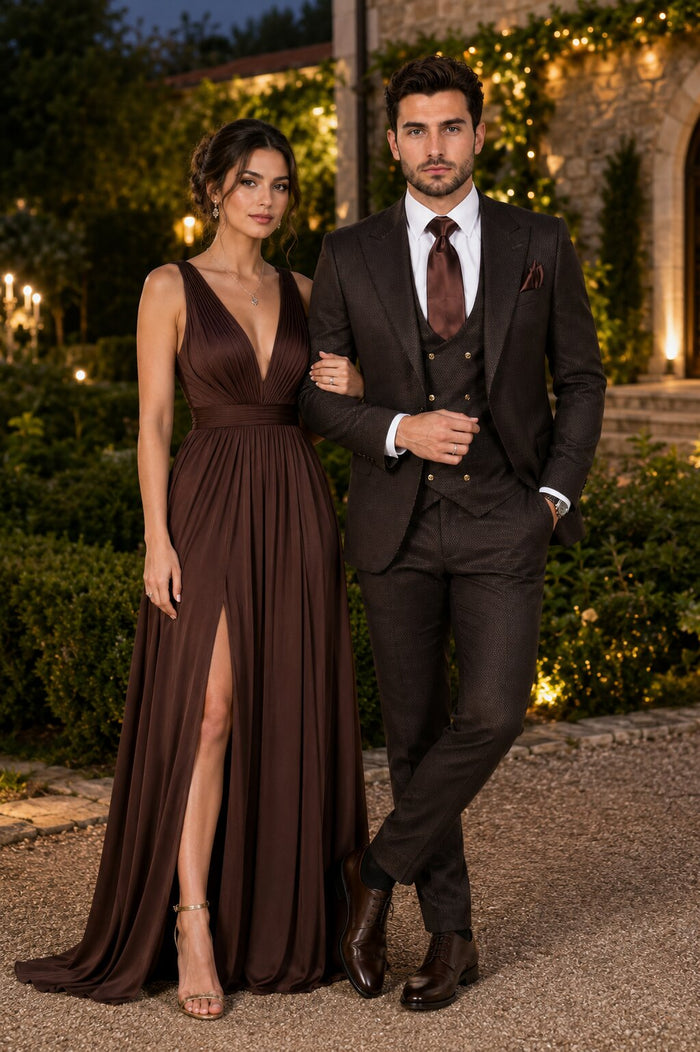 Rossi Man BOND RM1753 Slim Fit 3-Piece Suit – 1-Button Peak Lapel Men’s Formalwear