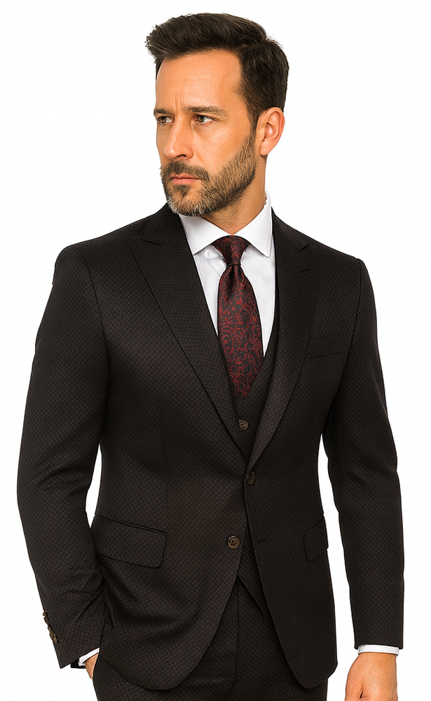Rossi Man Bond RM1751 Black Slim Fit 3-Piece Suit – Men’s Formalwear