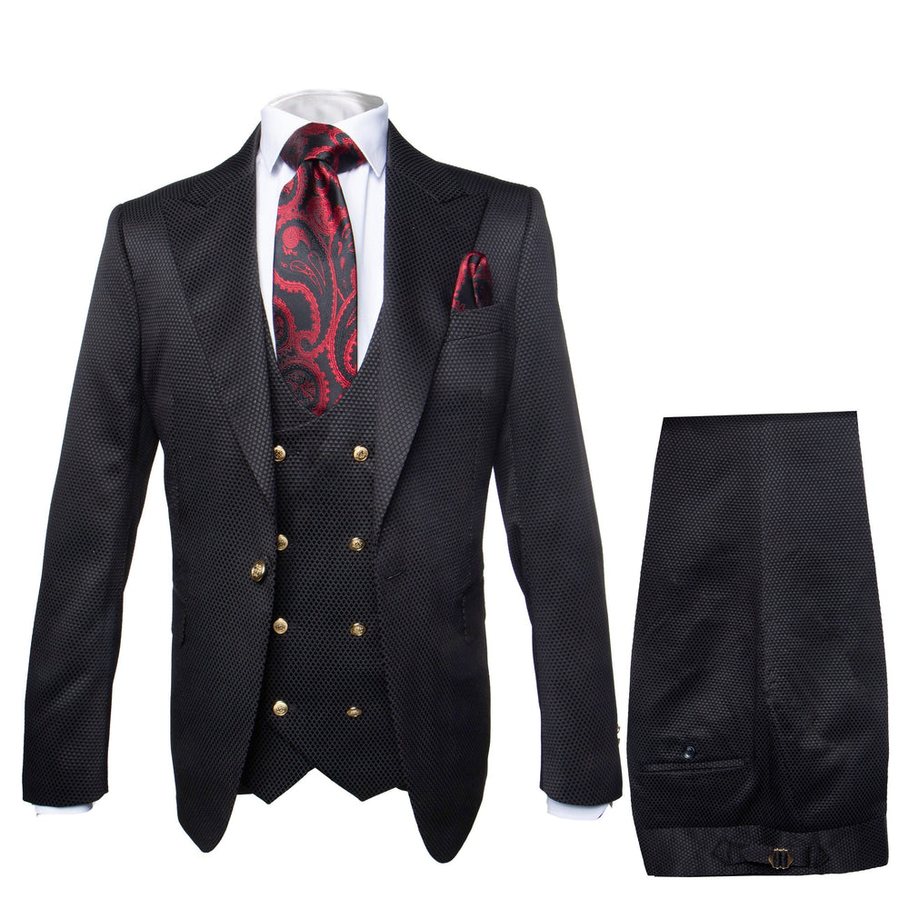 Rossi Man Bond RM1751 Black Slim Fit 3-Piece Suit – Men’s Formalwear