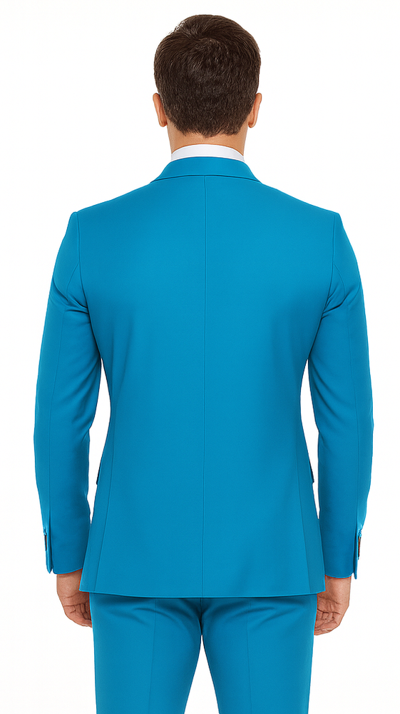 Rossi Man BOND RM1776 Slim Fit 3-Piece Suit – Turquoise Blue Men’s Formalwear