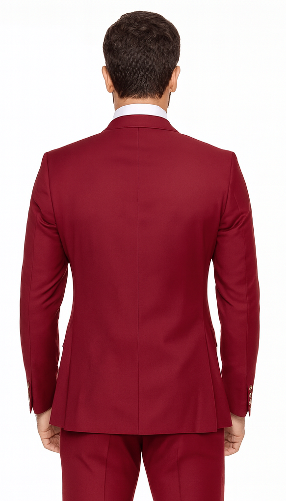 Rossi Man BOND RM1777 Slim Fit 3-Piece Red Suit – Modern Men’s Formalwear