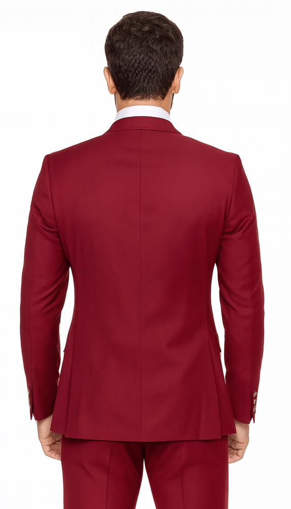 Rossi Man BOND RM1777 Slim Fit 3-Piece Red Suit – Modern Men’s Formalwear