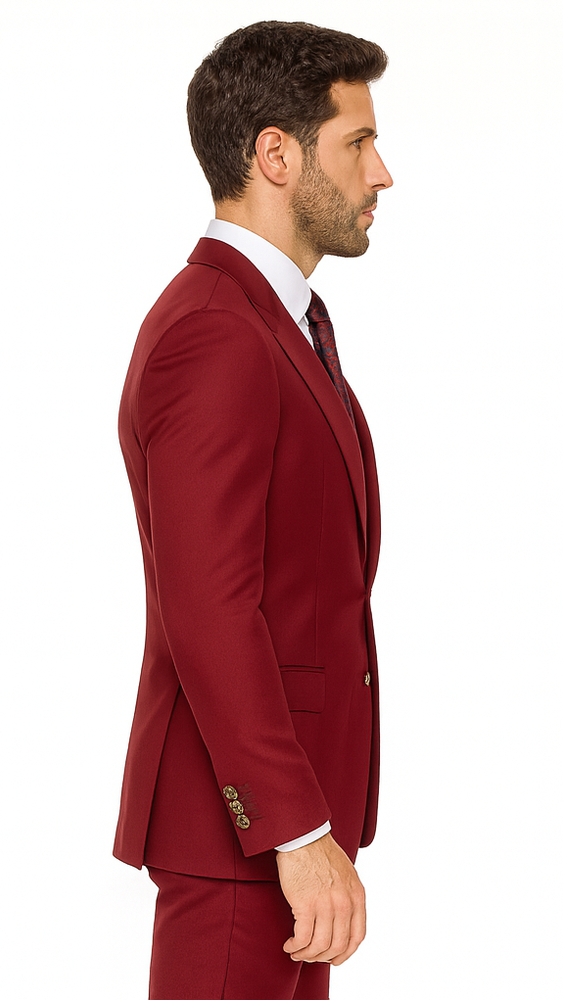 Rossi Man BOND RM1777 Slim Fit 3-Piece Red Suit – Modern Men’s Formalwear