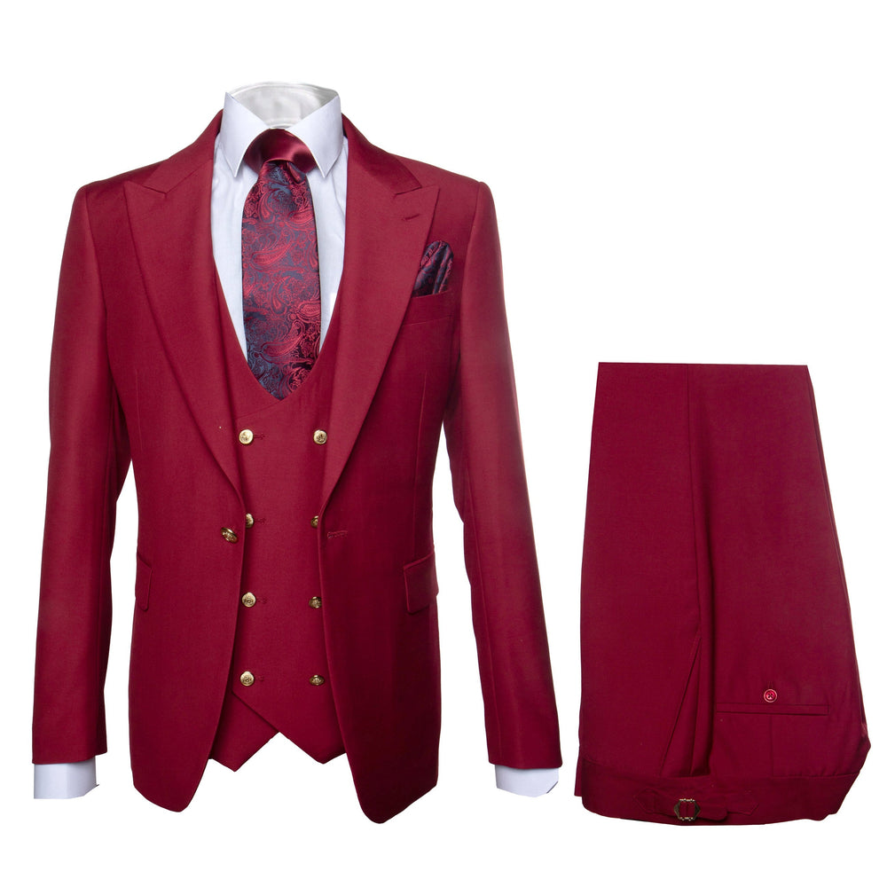 Rossi Man BOND RM1777 Slim Fit 3-Piece Red Suit – Modern Men’s Formalwear