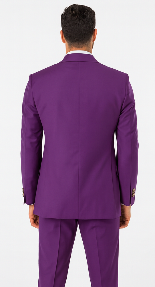 Rossi Man BOND RM1778 Slim Fit 3-Piece Purple Suit – Men’s Formalwear