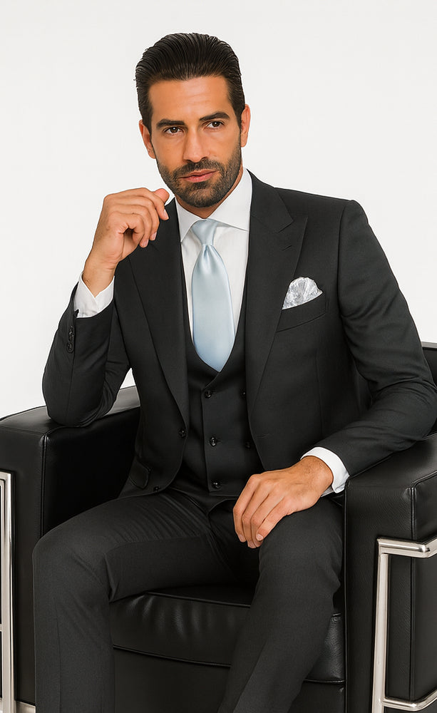 Rossi Man BOND RM1779 Slim Fit 3-Piece Black Suit – Men’s Formalwear