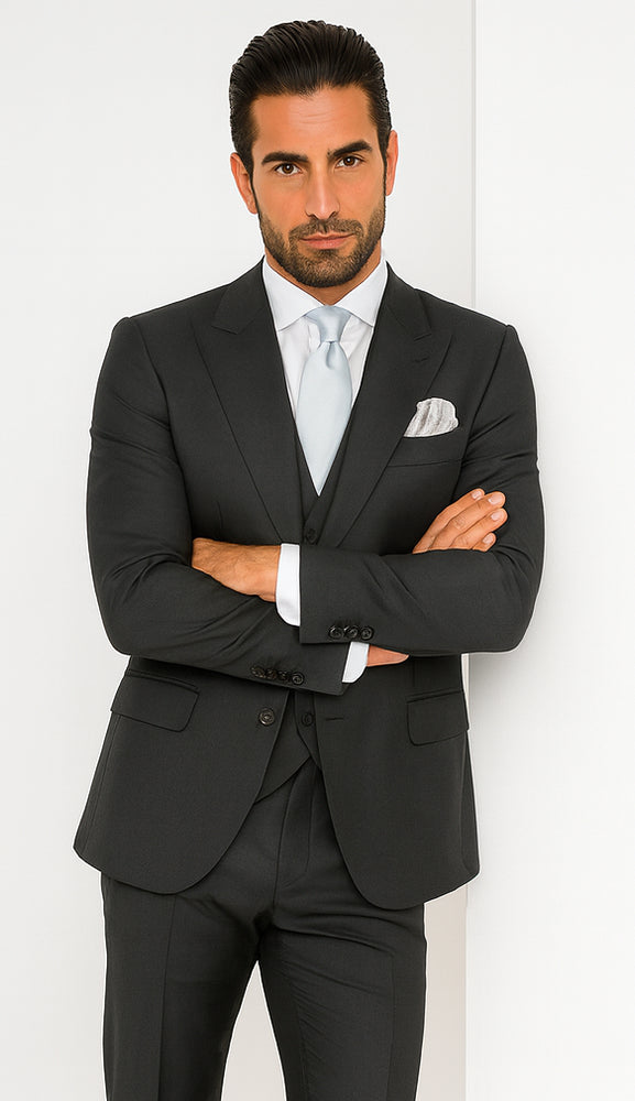 Rossi Man BOND RM1779 Slim Fit 3-Piece Black Suit – Men’s Formalwear