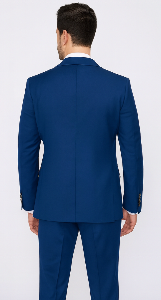 Rossi Man BOND RM1780 Slim Fit 3-Piece Royal Blue Suit – Men’s Formalwear