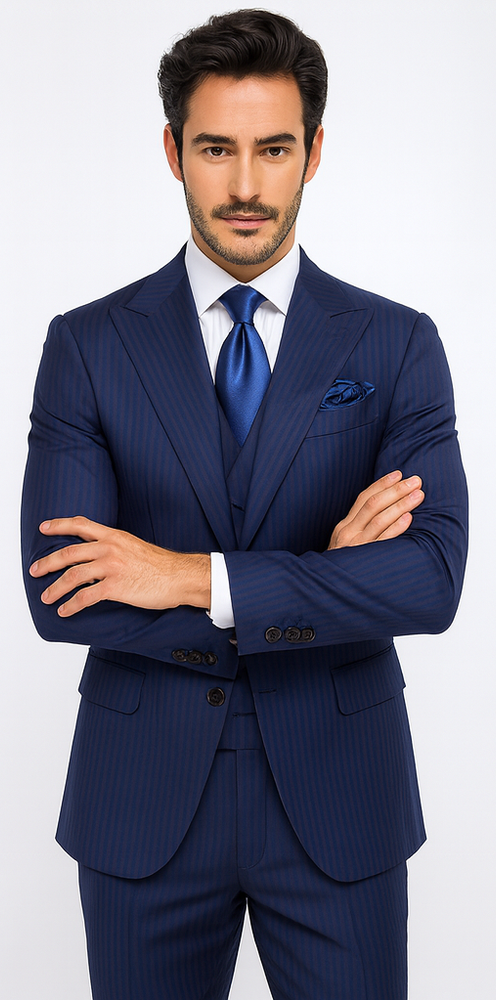 Rossi Man BOND RM1782 Slim Fit 3-Piece Suit – Modern Men’s Formalwear