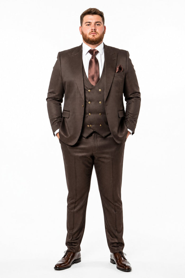 Rossi Man BOND RM1753 Slim Fit 3-Piece Suit – 1-Button Peak Lapel Men’s Formalwear