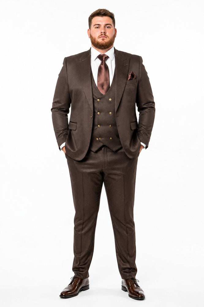 Rossi Man BOND RM1753 Slim Fit 3-Piece Suit – 1-Button Peak Lapel, Modern Formalwear for Men