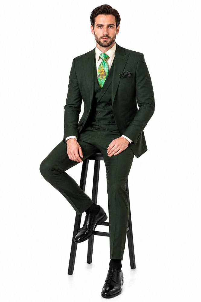 Rossi Man ELI RM117 Hunter Green 3-Piece Suit – Classic Men’s Formalwear