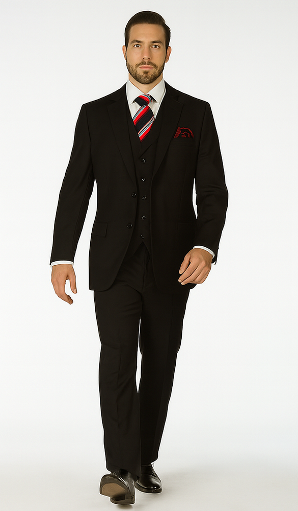 Rossi Man CYRUS RM101 Black 3-Piece Suit – Classic Men’s Formalwear