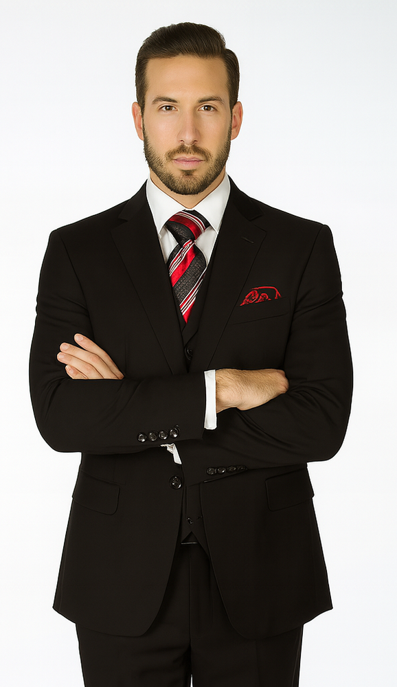 Rossi Man CYRUS RM101 Black 3-Piece Suit – Classic Men’s Formalwear