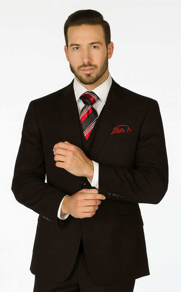 Rossi Man CYRUS RM101 Black 3-Piece Suit – Classic Men’s Formalwear