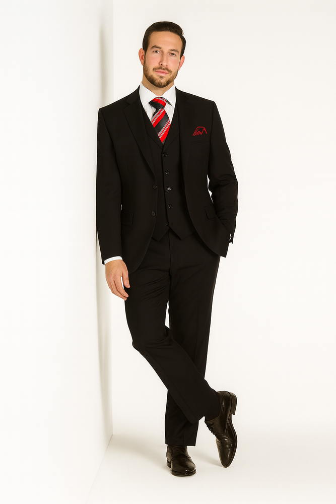 Rossi Man CYRUS RM101 Black 3-Piece Suit – Classic Men’s Formalwear