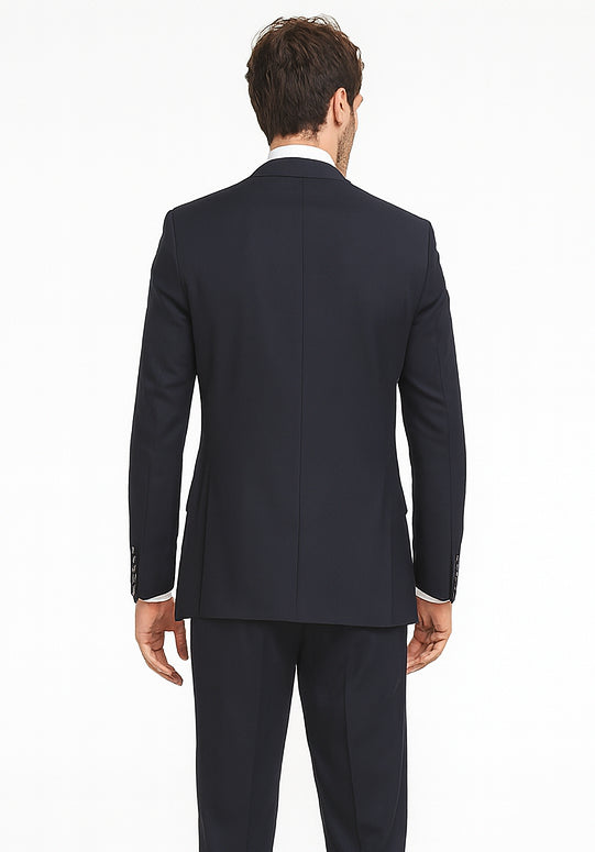 Rossi Man CYRUS RM116 Solid Navy Blue 3-Piece Suit – Men’s Formalwear