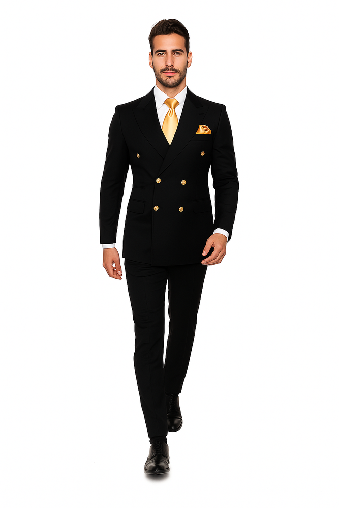 Rossi Man Double-Breasted 2-on-6 Suit – Elegant Men's Formalwear with Flat Front Trousers